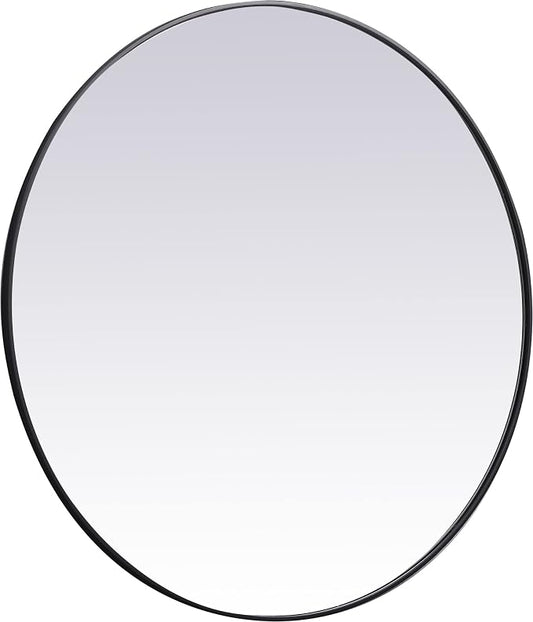 Elegant Decor Eternity 45" Round Mid Century Metal Frame Mirror in Black