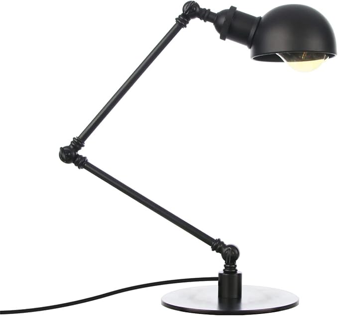 Makeup Vintage Desk Lamp, Adjustable Swing Arm Industrial Metal Task Table Lamp, Bedroom Bedside Night Light Cafe Retro Reading Lighting,Black