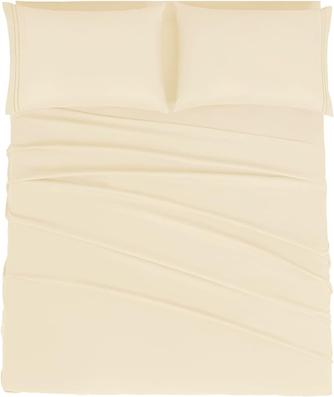Mejoroom King Size Sheet Set - Soft Microfiber Bed Sheets,Deep Pocket Fitted Sheet, Soft, Breathable, Wrinkle & Fade Resistant - 4 Piece (King, Taupe)