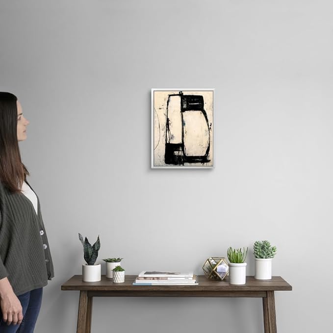 CANVAS ON DEMAND Lazy Dog Natural Wood Float Framed Canvas Wall Art Print by Erin Ashley, Abstract, Home Decor, Modern Abstract, Artwork,11" x14in