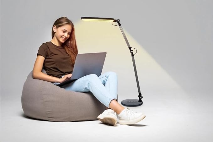 OTUS Desk Lamp Bundle for Home Office, Gesture On Off Architect Swing Arm Plus LED Desk Lamp with Wireless Charger, Touch Dimmable, 3 Color Temps, Eye Care Lighting for Study, Reading, Video Calls