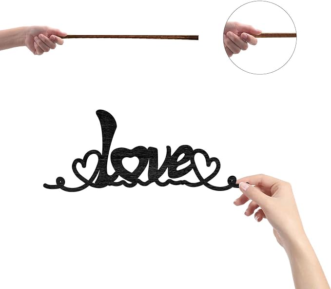 CREATCABIN Love Letter Cutouts Laser Cut Wooden Hearts Valentine's Day Sign Wood Black Wall Art Hanging Sculpture for Wreath Front Door Wall Home Hotel Wedding Birthday Party Decoration 11.8x4.7in