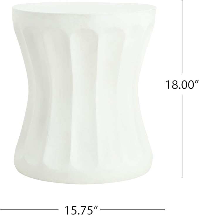 ø15.75'' Faux Concrete Cement Round Side Table End Table, Modern Contemporary Minimalist Style, MGO Material for Indoor & Outdoor, No Assembly, Antique White