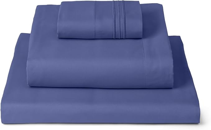 Mellanni Twin XL Sheets Set - 3 PC Iconic Collection Bedding - Hotel Luxury, Extra Soft, Cooling Bed Sheets - Wrinkle, Fade, Stain Resistant (Twin Extra Long, Blue Nova)
