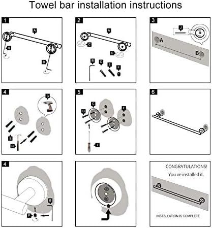 GERZWY 24-Inch Bath Towel Bar Brushed Stainless Steel Bathroom Towel Bar Contemporary Style Wall Mount for Bath Kitchen AG1101C60-LS