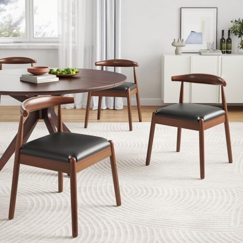 Bellemave Round Dining Table for 4-6, Solid Wood 47" Kitchen Table with Intersecting Pedestal Base, for Kitchen, Dining Room, Living Room (Walnut)