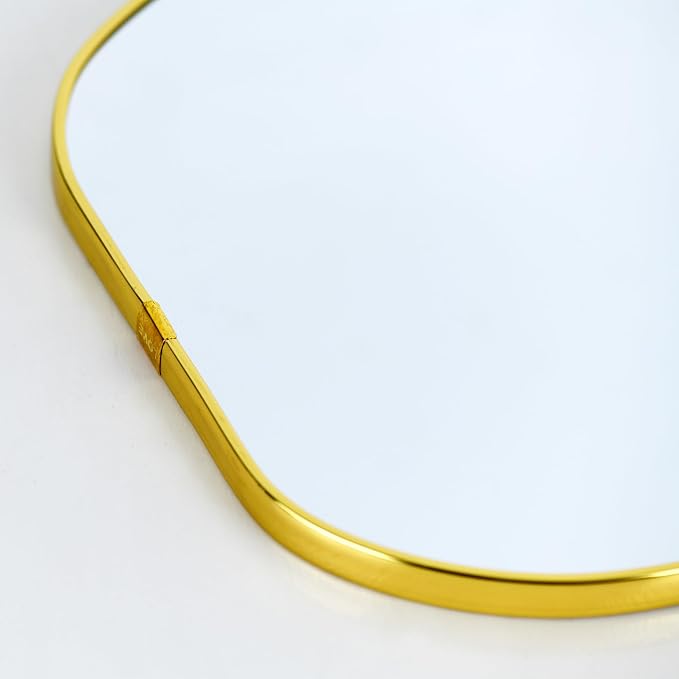 Irregular Wall Mirror, 15.6x9-inch Gold Wall-Mounted Asymmetrical Mirror, Suitable for Bathrooms, Hallways, and More (Gold)