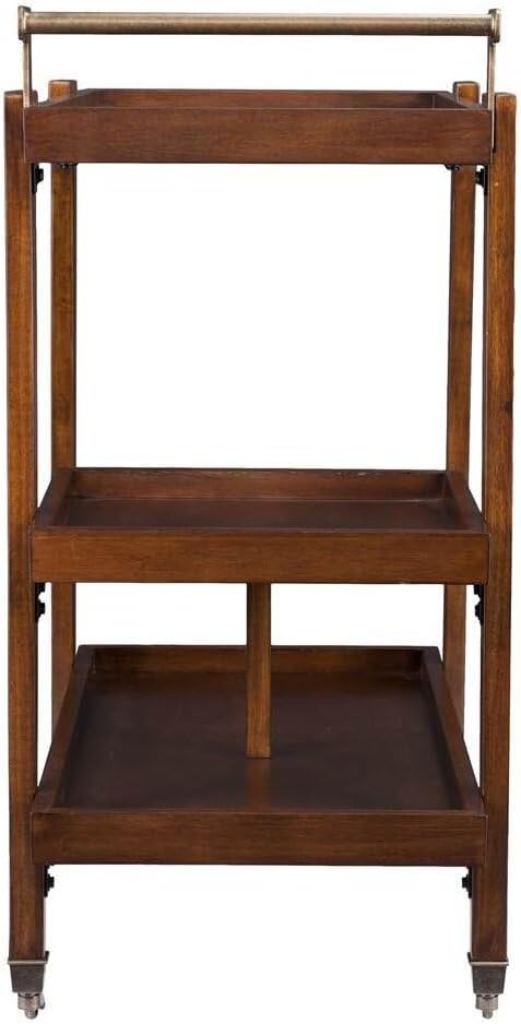 HomeStock Mid Century Modern Bar Cart - 3 Tier Rolling Serving Cart with Casters