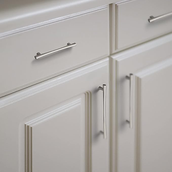 YAGU 5 Pack Brushed Nickel Cabinet Pulls 7.5 Inch Hole Center Satin Silver Kitchen Drawer Handles Zinc Alloy Hardware for Dresser Wardrobe Closet Cupboard