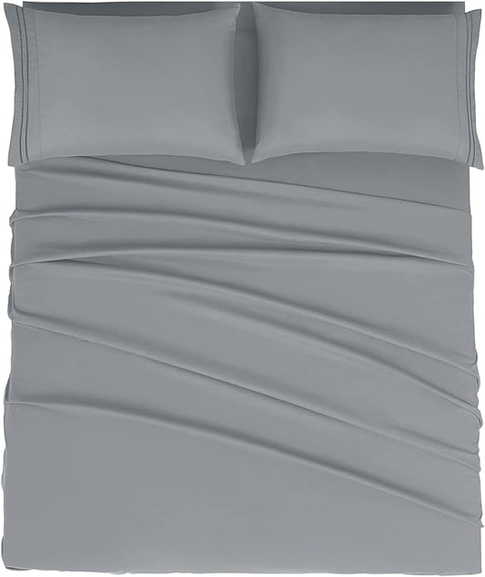 Mejoroom Full Size Sheets - 1800TC Luxury Full Sheets with 16 Inch Deep Pocket - Premium Bedding Collection - Soft, Breathable, Wrinkle, Fade & Stain Resistant - 4 Piece (Full, Gray)