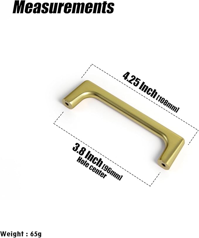 Goo-Ki Brushed Gold Cabinet Pulls with 3.8'' Hole Centers, Modern Style Zinc Alloy Cabinet Handles for Dresser,Wardrobe,Cupboard- 6 Pack