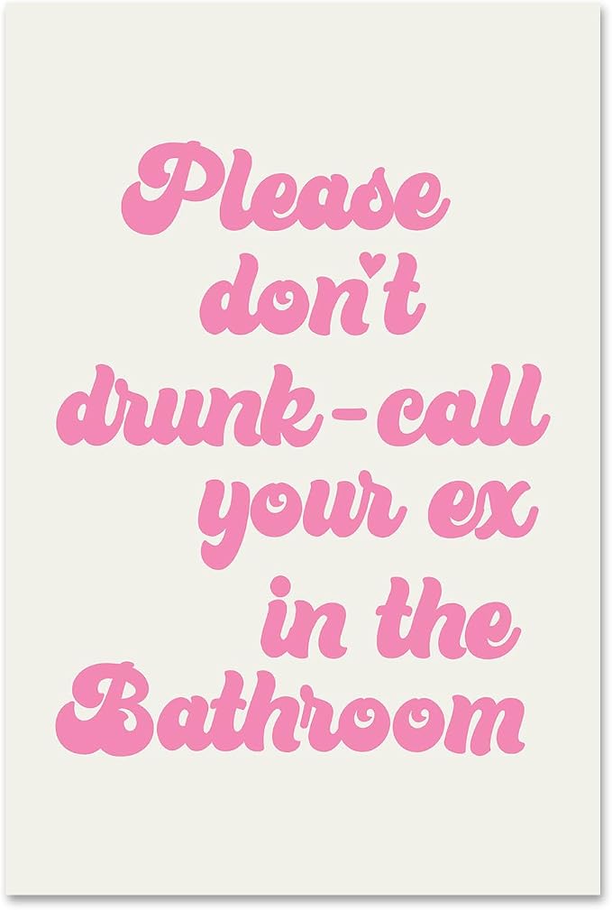 Pink Quotes Wall Art Funny Bathroom Artwork Cute Quotes Posters Modern Aesthetic Wall Art Retro Preppy Posters Beige Boho Paintings Trendy Wall Prints Pink Trendy Paintings for Bedroom 16x24in