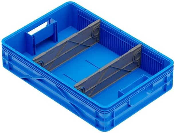 SIDIO Quarter Crate 4 Pack of Stackable Storage Bins - Organizer Bins with Dividers for Garage Organization, Home Storage - Heavy Duty Plastic Containers - 19.16” x 12.75”x 4.57” (SidioBlue)