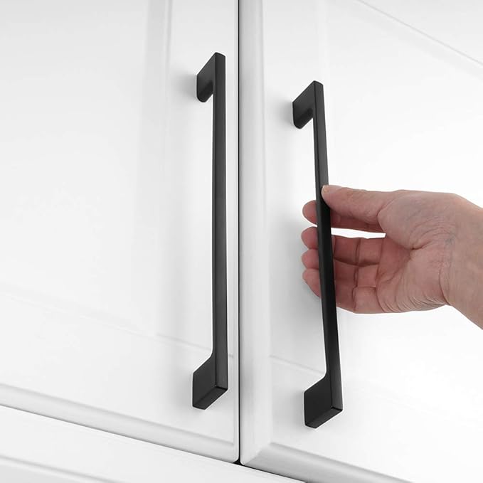 KOOFIZO 10 Pack 8-4/5 Inch Matte Black Kitchen Cabinet Pulls Black Cabinet Handles Black Cabinet Hardware for Kitchen Cabinets Drawer P01 Dresser Cupboard Bedroom Bathroom