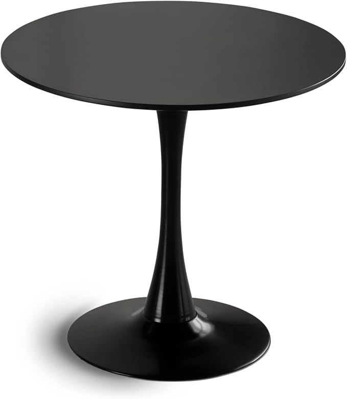 31.5 Inch Black Round Dining Table,Mid-Century Modern Black Tulip Table Kitchen Dining Table with MDF Table Top and Pedestal Base for Home Kitchen 2-4 Person