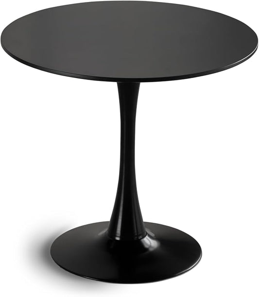 31.5 Inch Black Round Dining Table,Mid-Century Modern Black Tulip Table Kitchen Dining Table with MDF Table Top and Pedestal Base for Home Kitchen 2-4 Person