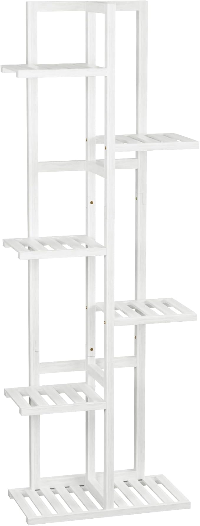 ROMGUAR CRAFT 6 Tier Bamboo Plant Stand Indoor, Wood Tall Flower Holder Corner Tiered Plant Shelf for Multiple Plants (White)