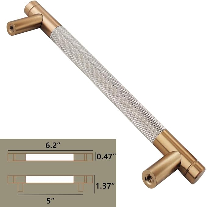 20 Pack 5 Inch 128 mm Bronze and Nickel Barrel Cabinet Pulls Cupboard Aluminum Handles Drawer Pull Cabinet Handles