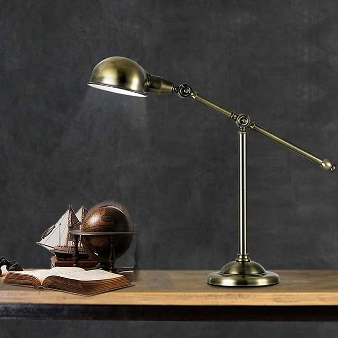 Modern Desk Lamp American Minimalist V-intage Bronze Swing Arm Adjustable Office Business Desk Lamp,Charming Lighting