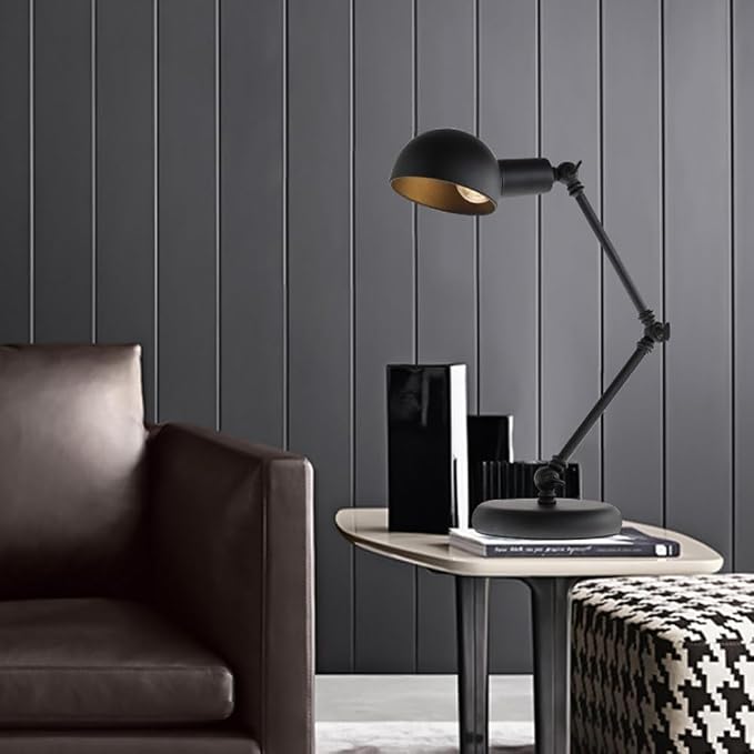 Black Desk Lamp Retro Reading Adjustable Gooseneck Architect Table Swing Arm Bedside Night Stand Lamps for Bedroom End