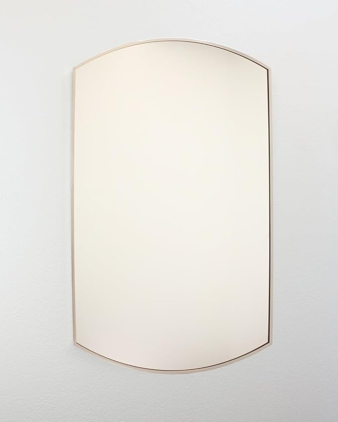 Harper Crescent Wall Mirror 24”x36” Over Sink Bathroom Mirror, Arched Tempered Glass “Silver” Vanity Mirror, Great for Hallway/Entryway/Bedroom, Hangs Horizontal/Portrait/Vertical/Landscape, Chrome