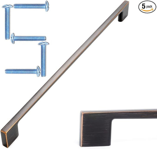 KOOFIZO 5 Pack 11-5/16 Inch Oil Rubbed Bronze Kitchen Cabinet Pulls Rubbed Bronze Cabinet Handles Bronze Cabinet Hardware for Kitchen Cabinets Drawer P01 Dresser Cupboard Bedroom Bathroom