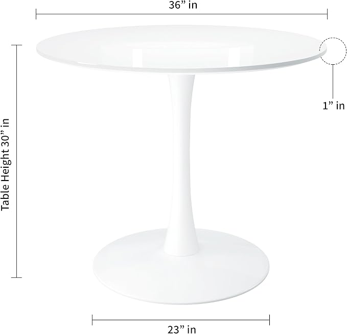 MODHOLIC Tulip Dining Table 36" Wood Top & Gold Base