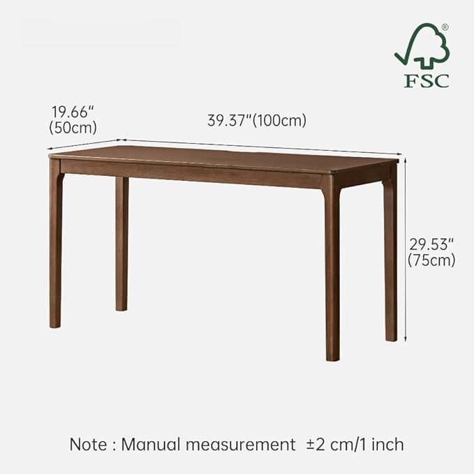 Solid Wood Writing Desk, Mid Century Modern Wood Desk, Vintage Home Office, Computer Desk for Study, Work & Gaming 39.37" W