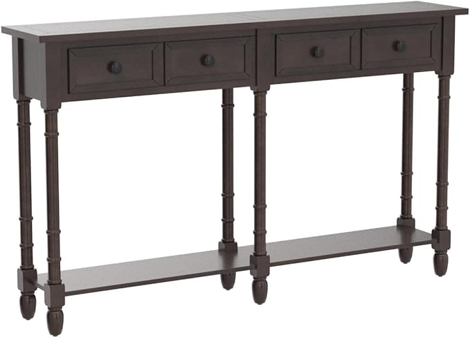Merax Retro Console Table Sofa Table for Entryway with Drawers and Shelf Living Room Table (Espresso)