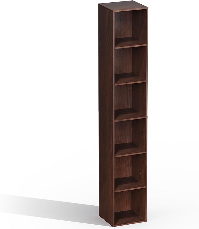 6 Cube Storage Organizer, 6 Tier Cube Low Bookcase Freestanding Storage Display Organizer, Three-Cubes Open Shelf Bookshelf for Home Office (Dark Brown,Black Walnut, 6-Cube)