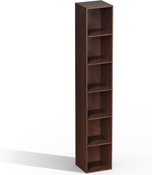 6 Cube Storage Organizer, 6 Tier Cube Low Bookcase Freestanding Storage Display Organizer, Three-Cubes Open Shelf Bookshelf for Home Office (Dark Brown,Black Walnut, 6-Cube)