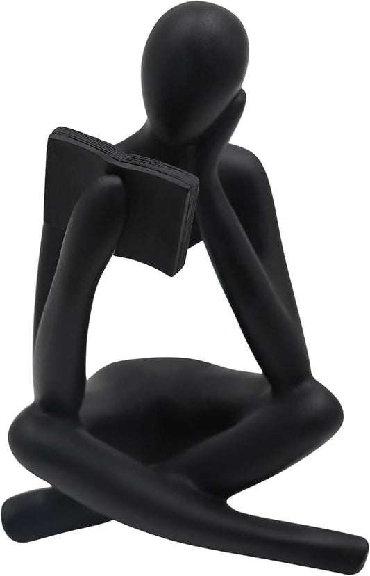 Jinkoozz Reading Women Statue, Thinker Sculptures, Abstract Art Ornament, Modern Aesthetic Figurine Decoration, Suitable for Home Living Room Bedroom Office Shelf Table Desk Bookshelf Decor