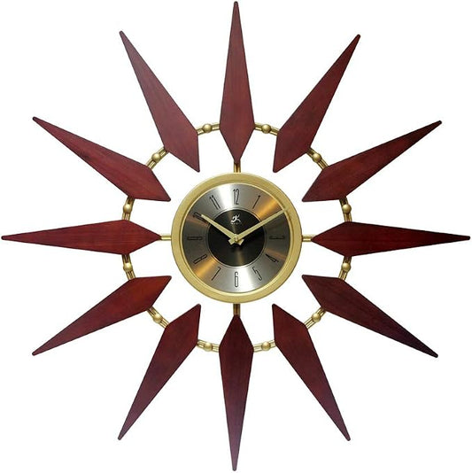 Infinity Instruments Orion Starburst Wall Clock Mid Century Modern 30 inch Large Mid Century Modern Clock Mid Mod Decor Living Room Dining Room Bedroom Retro Quartz Movement