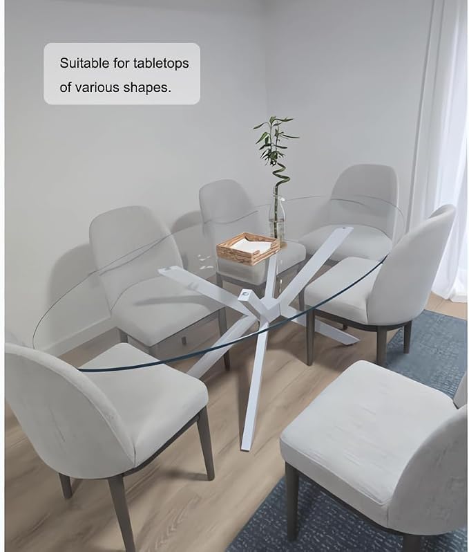 Modern Table Base 29" Metal Dining Table Legs with Suction Cups, Desk Base for Marble,Glass,Wood Top, Furniture Legs for Coffee Table, Home,Kitchen, Office (White)