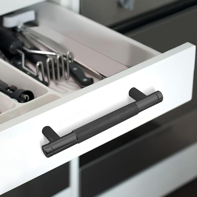12 Pack 3 3/4 Inch 96 mm Black Barrel Cabinet Pulls Cupboard Aluminum Handles Drawer Pull Cabinet Handles