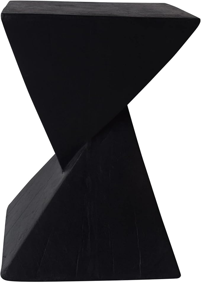 ø12.5'' Square Hourglass Side Table End Table for Living Room, Modern Retro Style, Magnesium Oxide & Light Weight for Indoor & Outdoor, No Assembly, Wood Grain, Black