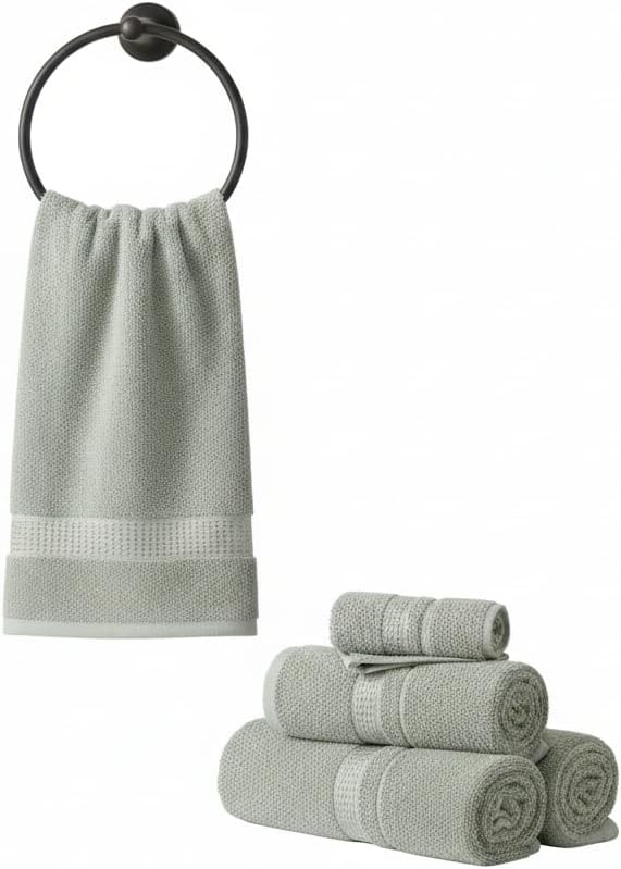 Melissa Linen 4-Pack Fingertip Towels, 100% Turkish Cotton Soft Hand Towels for Bathroom & Face, 12 x 18 in, Ultra Absorbent - Sage Green (Muted with Gray Undertones)