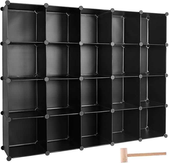 Cube Storage Organizer, DIY Plastic Closet Cabinet Modular Bookcase, Storage Shelves for Bedroom Living Room, Office（20-Cube，Plastic）