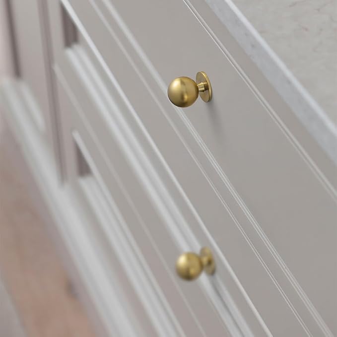 Set of 12 -Sleek Round Brushed Gold Cabinet Knobs - Modern and Minimalist Hardware for Stylish Home Enhancement - 1 1/8 Inch Diameter