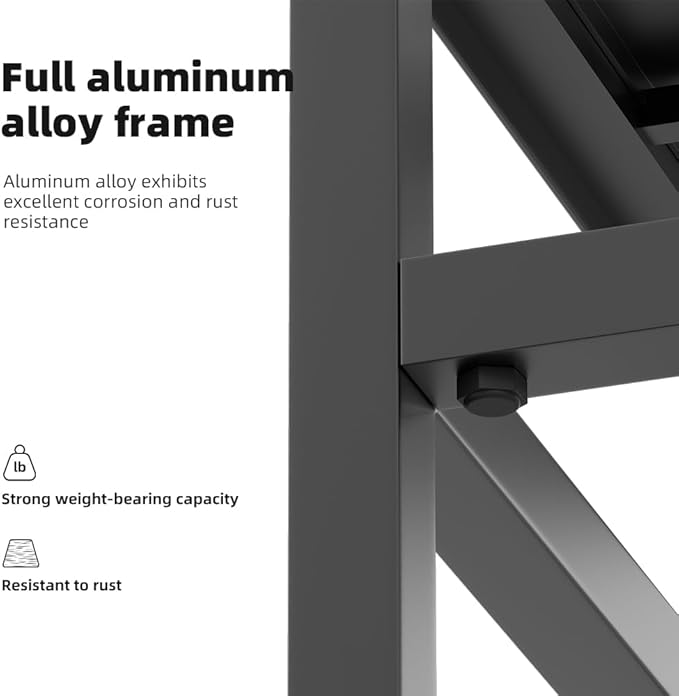 Plant Stand - Indoor/Outdoor Extra-Sturdy 23" tall Aluminum Plant Stand – Ideal for Patios, Gardens, Living Room Decoration (Black)