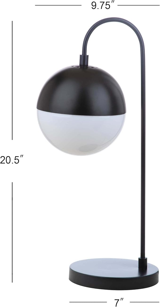 SAFAVIEH Lighting Collection Cappi Modern Black Orb 21-inch Bedroom Living Room Home Office Desk Dorm Study Nightstand Task Table Lamp (LED Bulb Included)