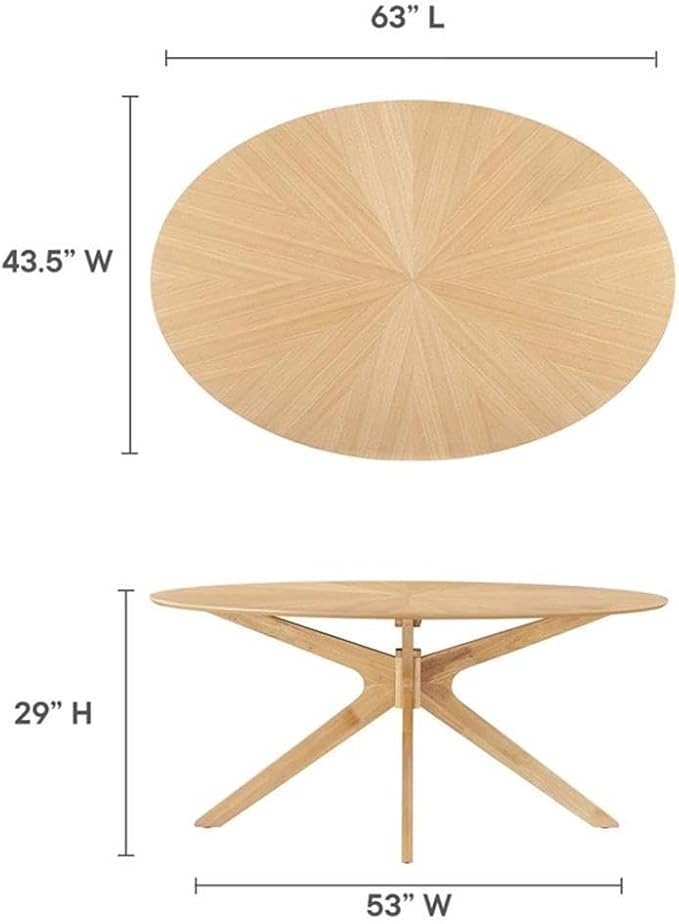 Modway EEI-3848-OAK Crossroads 63" Oval Wood Dining Table, Oak