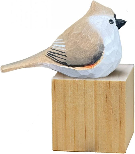 Bird Figurines Hand Carved Painted Wooden Statues for Home Decor, Gift for Bird Lovers,Housewarming, Birthday, Christmas, Anniversaries (NO.13-Tufted Titmouse)