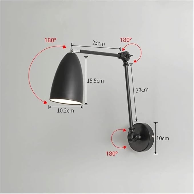 Adjustable Swing Arm Wall Sconce Reading Lamp, Retro Industrial Wall Mounted Lamp,Pendant Lighting Ceiling