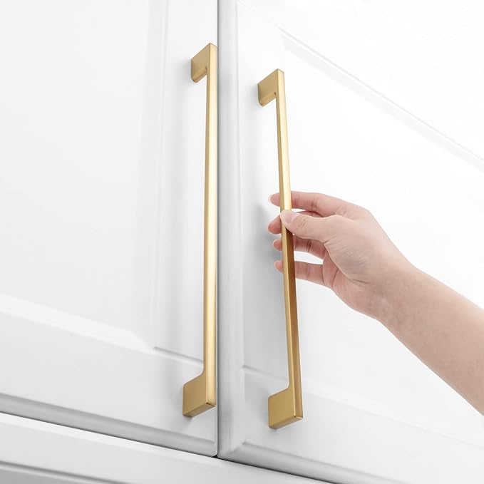 KOOFIZO 5 Pack 11-5/16 Inch Brushed Gold Kitchen Cabinet Pulls Gold Cabinet Handles Gold Cabinet Hardware for Kitchen Cabinets Drawer P01 Dresser Cupboard Bedroom Bathroom