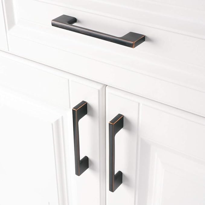KOOFIZO 10 Pack 3-3/4 Inch Oil Rubbed Bronze Kitchen Cabinet Pulls Rubbed Bronze Cabinet Handles Bronze Cabinet Hardware for Kitchen Cabinets Drawer P01 Dresser Cupboard Bedroom Bathroom
