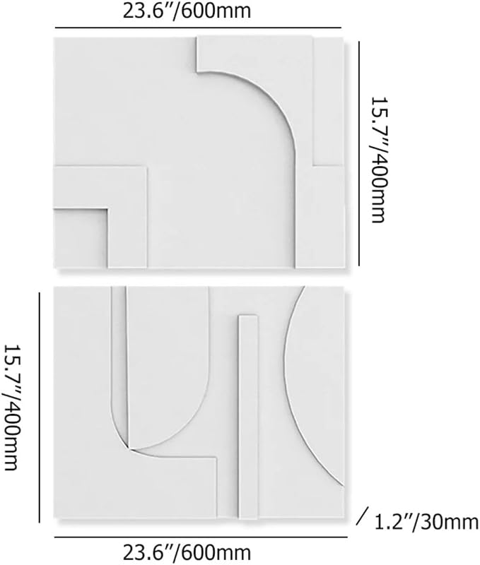 homary 2-Piece White Japandi 3D Abstract Wall Art Set – Modern Minimalist Carved Wall Sculpture for Living Room & Office (White, 23.6" W x 1.2" D x 15.7" H, Wall Art)