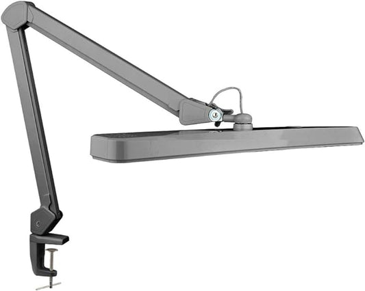 Neatfi Task Lamp – 2,500 Lumens, 30W, 22-Inch Wide Shade, 4 Brightness Levels, Eye-Caring Light, Clamp Mount, LED Task Light for Manicure Table, Crafts, Workbench, Office (Non-CCT, Silver)