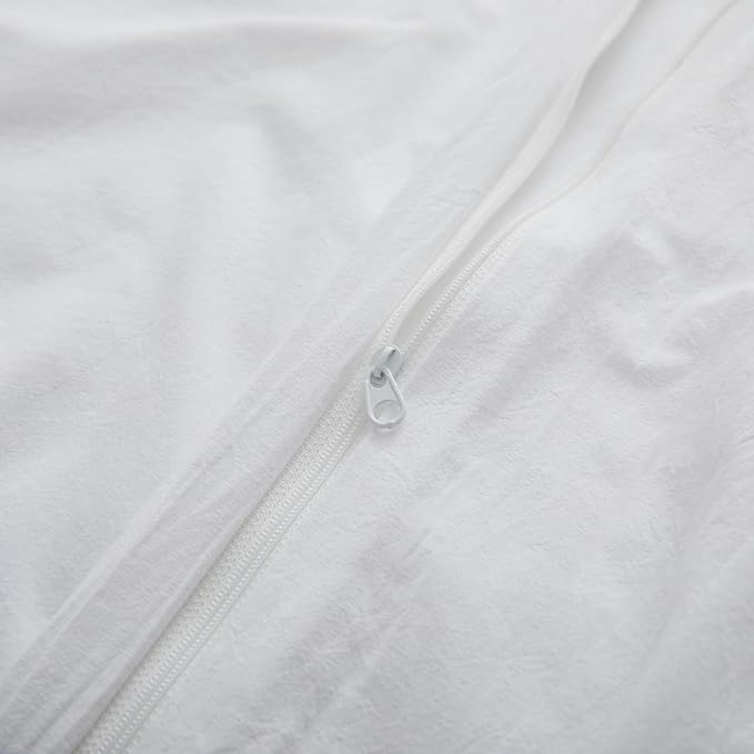 LOVQUE 100% Washed Cotton Duvet Cover King Size, Linen-Like Textured White Fade-Resistant Bedding Set (No Comforter), 104x90 Inches