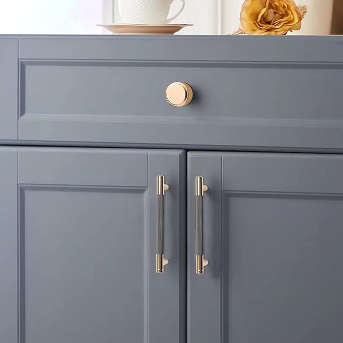 6 Pack 1 Inch Cabinet Knobs Gold and Grey Cupboard Aluminum Knobs Drawer Knobs Cabinet Knobs
